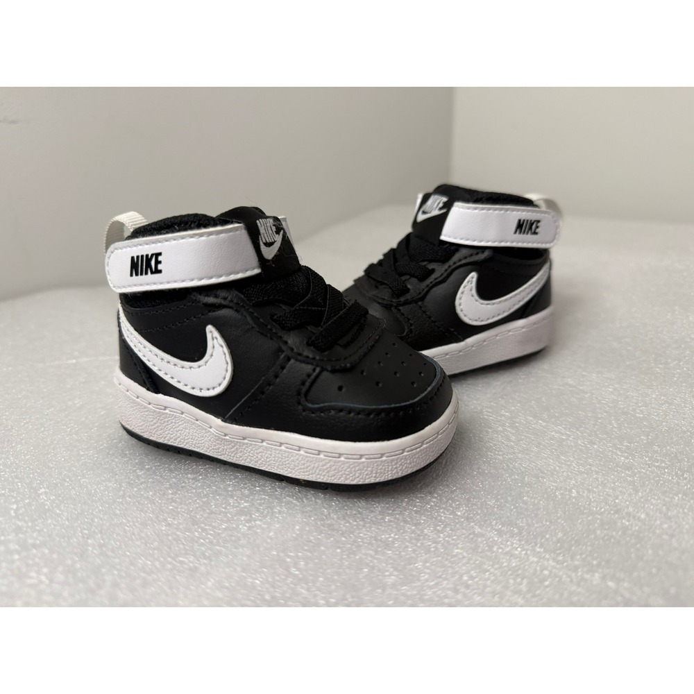 Nike Court Borough Mid 2 Black White Toddler Sneakers CD7784-010 Size 2C